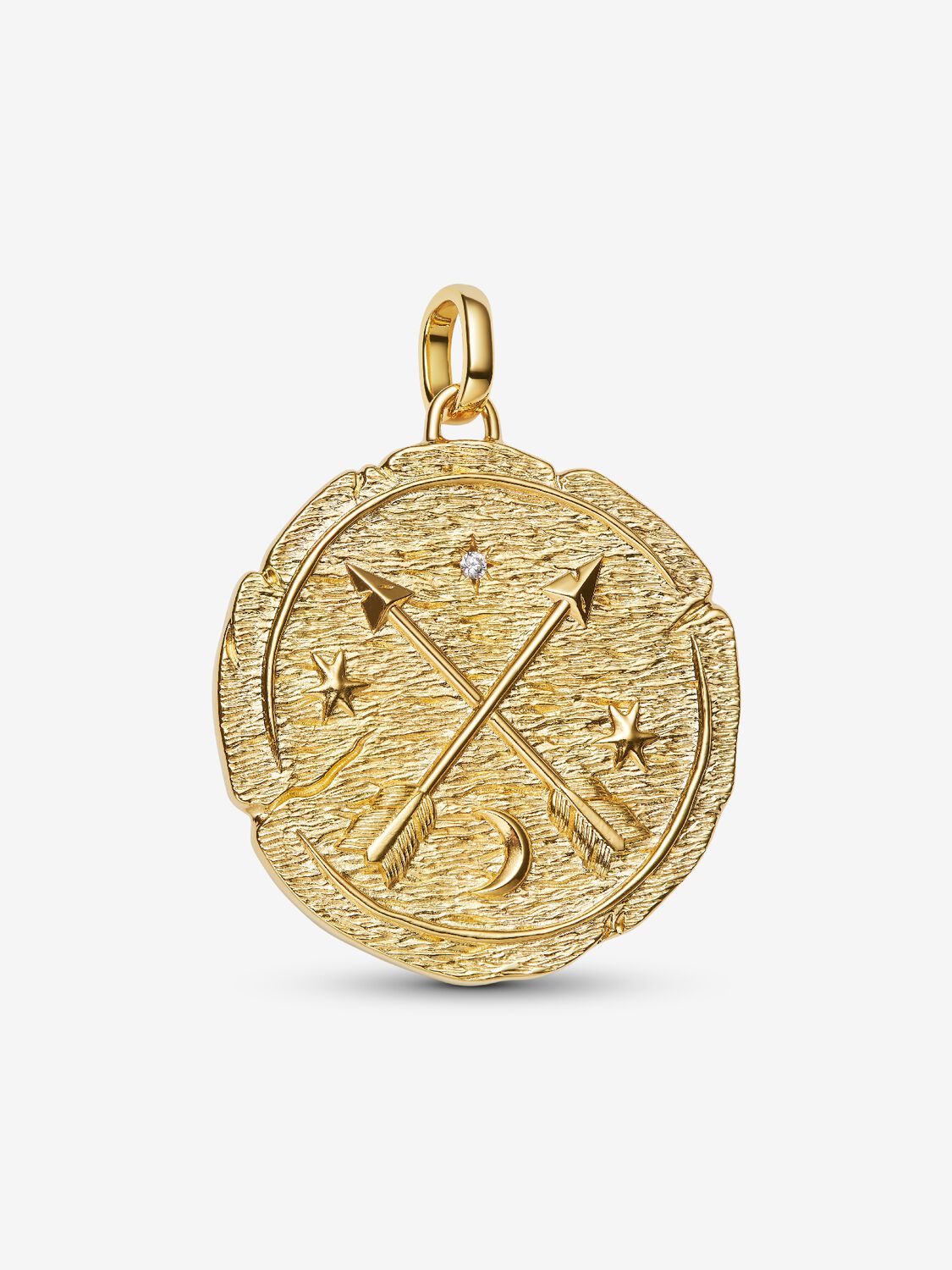 Gekreuzte Pfeile Großes Medaillon-Charm 14 Karat Vergoldung