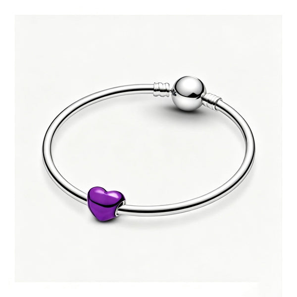 Charm Violettes Metallic-Herz Sterling-Silber