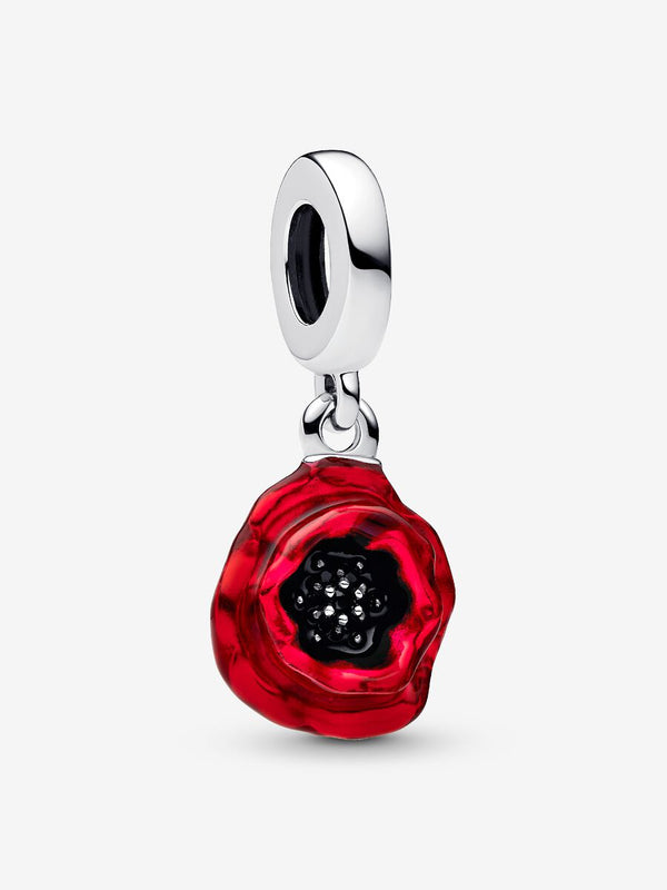 Roter Blume Charm-Anhänger Sterling-Silber