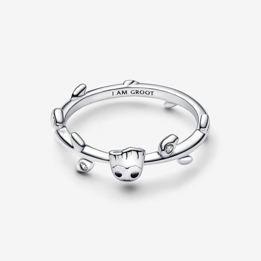 Ring Guardians Of The Galaxy Groot Blatt Silber
