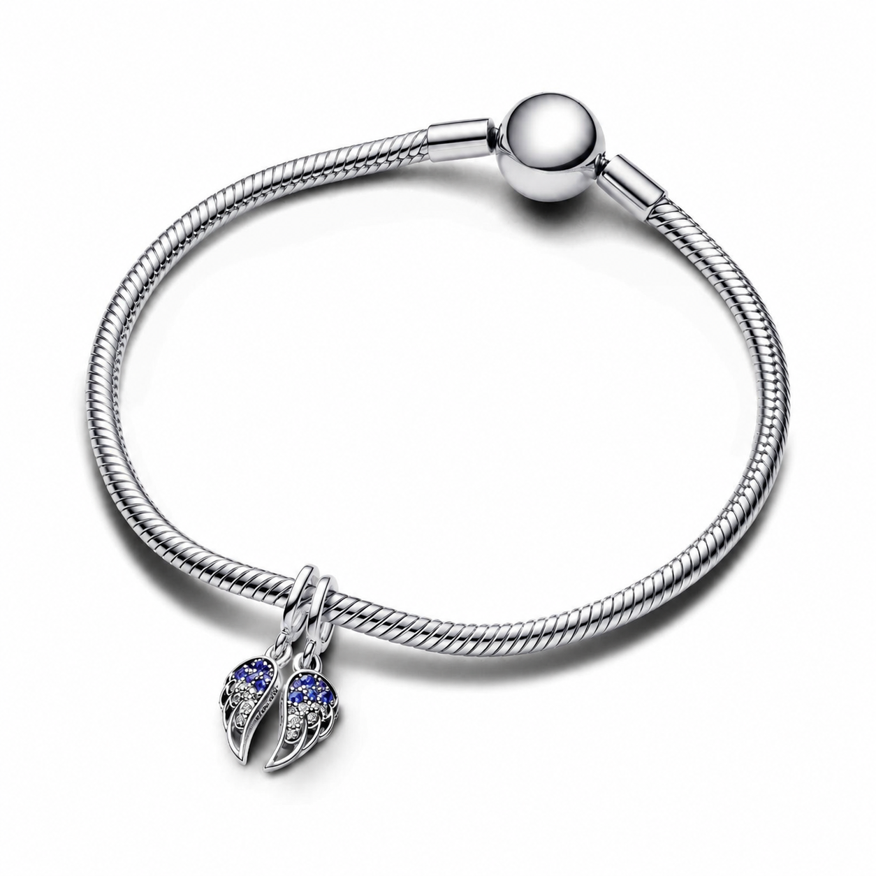 Charm-Anhänger Funkelnde Teilbarere Engelsflügel Blau Silber
