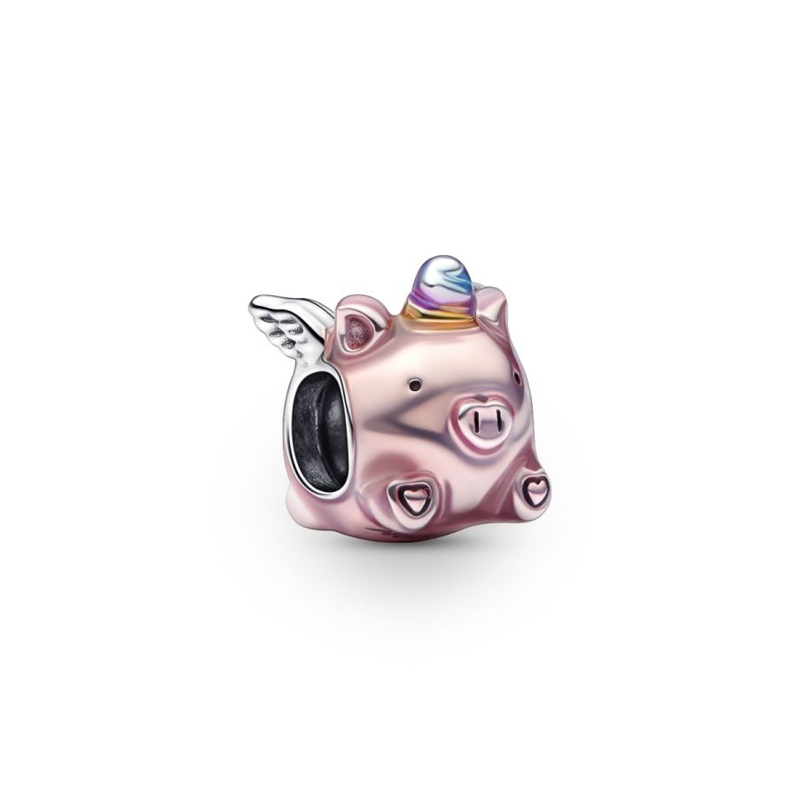 Charm Fliegendes Einhorn Schwein Rosa Sterling-Silber