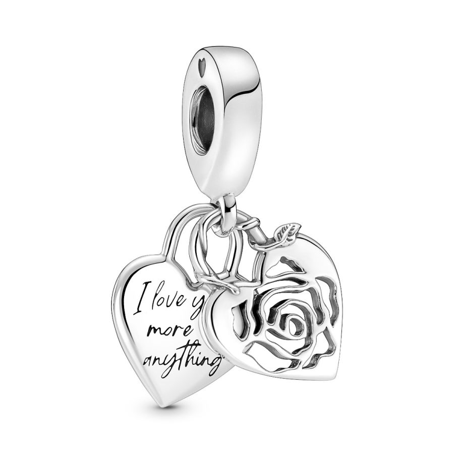 Charm-Anhänger Rose Herzschloss Sterling-Silber