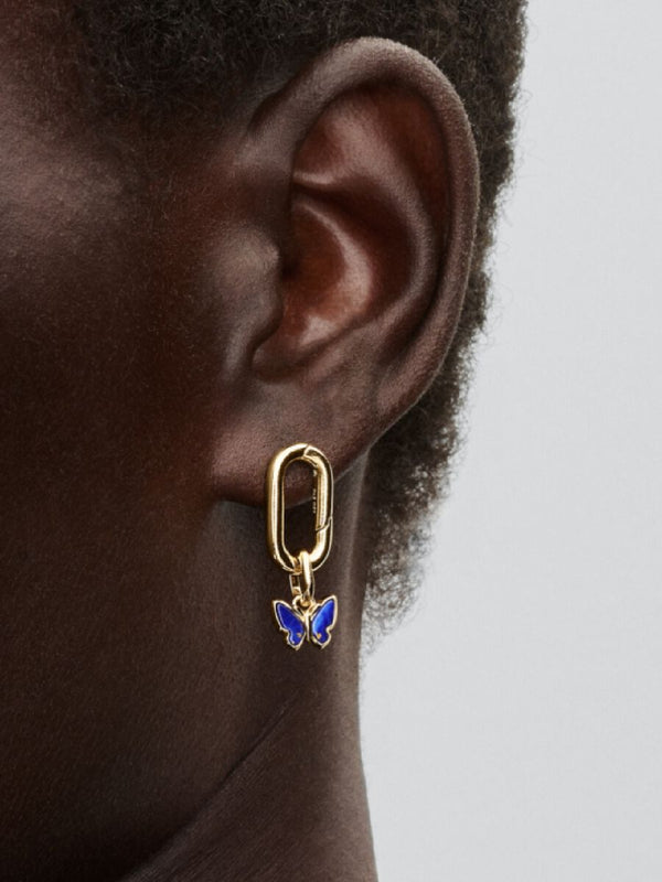 Blauer Schmetterling Mini-Charm-Anhänger 14 Karat Vergoldung
