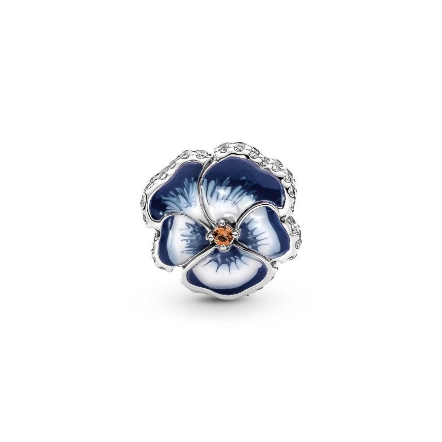 Charm Blaues Stiefmütterchen Sterling-Silber