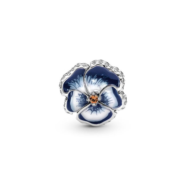 Charm Blaues Stiefmütterchen Sterling-Silber