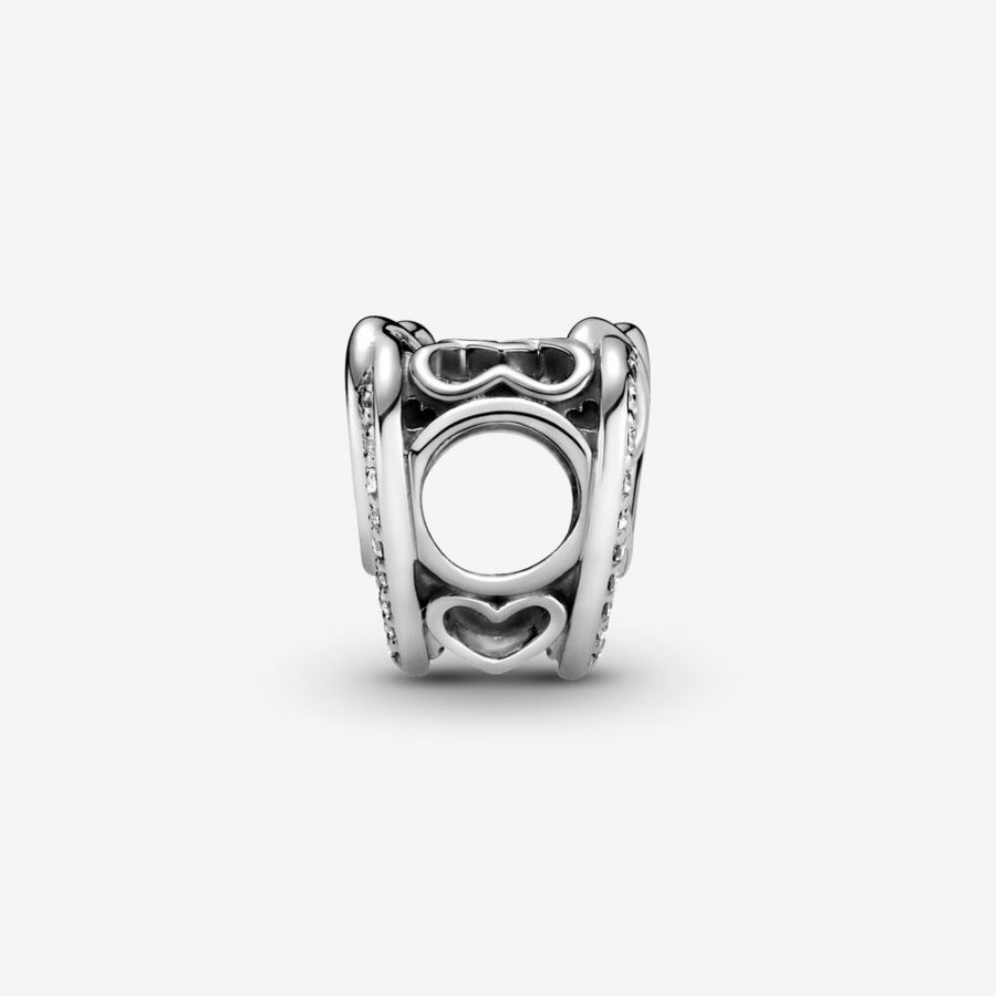 Charm Funkelnde Verschlungene Herzen Silber