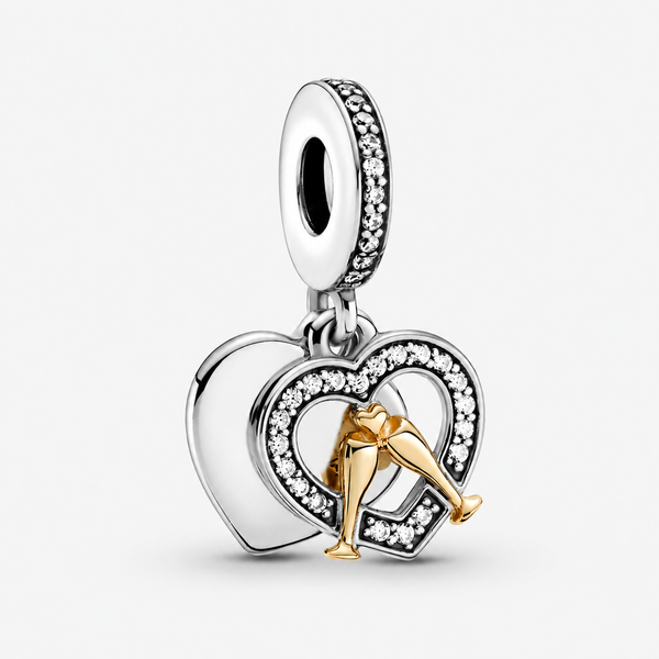 Charm-Anhänger Jahrestag Zweifarbig Sterlingsilber 14k Gold