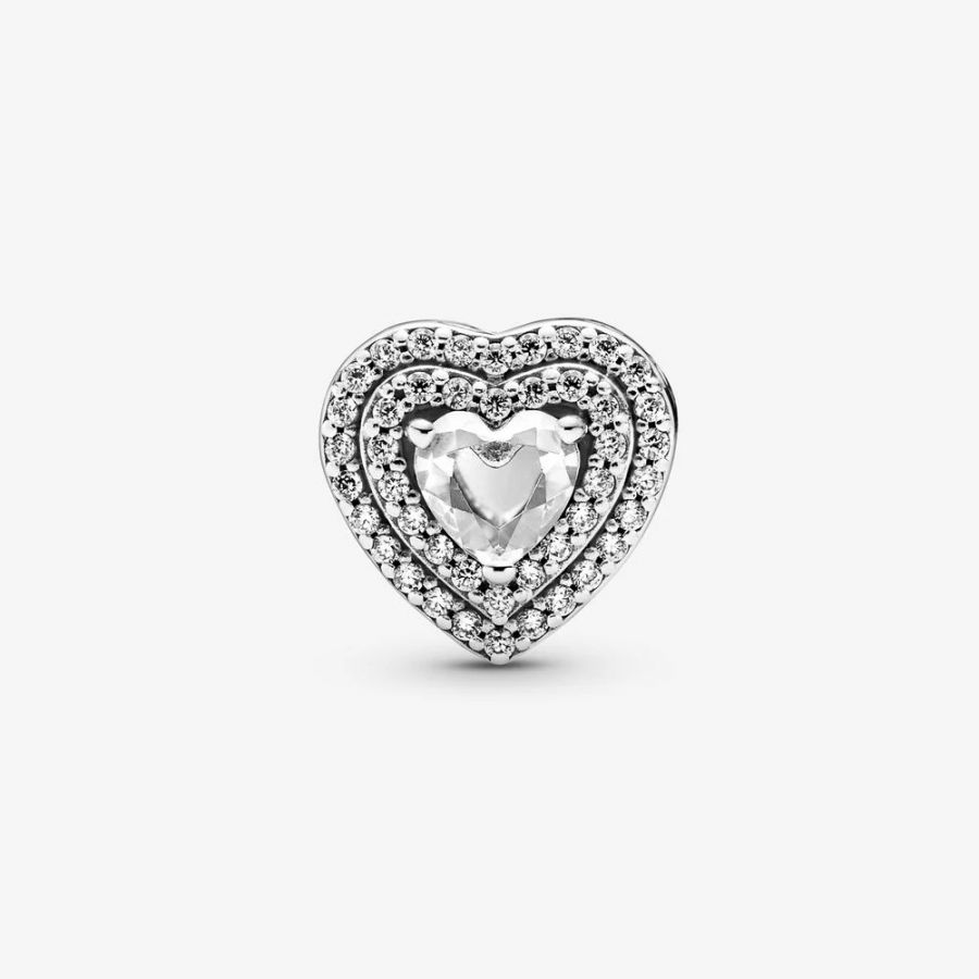 Charm Funkelndes Erhabenes Herz Silber