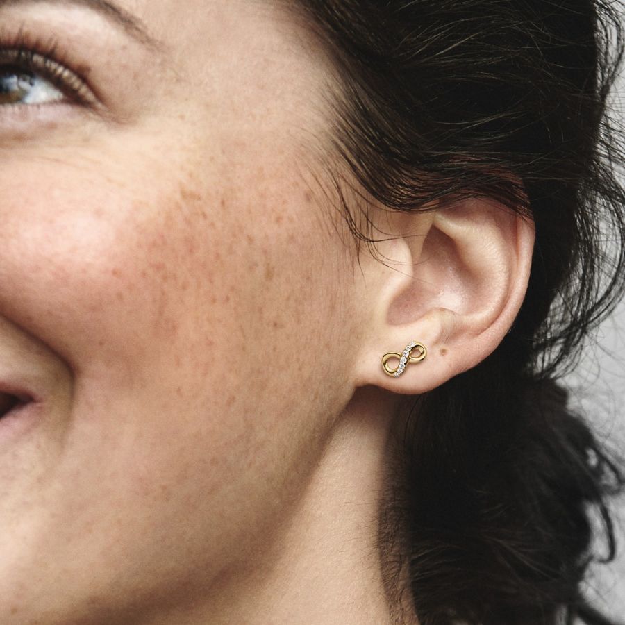 Ohrstecker Ohrringe Funkelnde Unendlichkeit Vergoldet Zweitbild