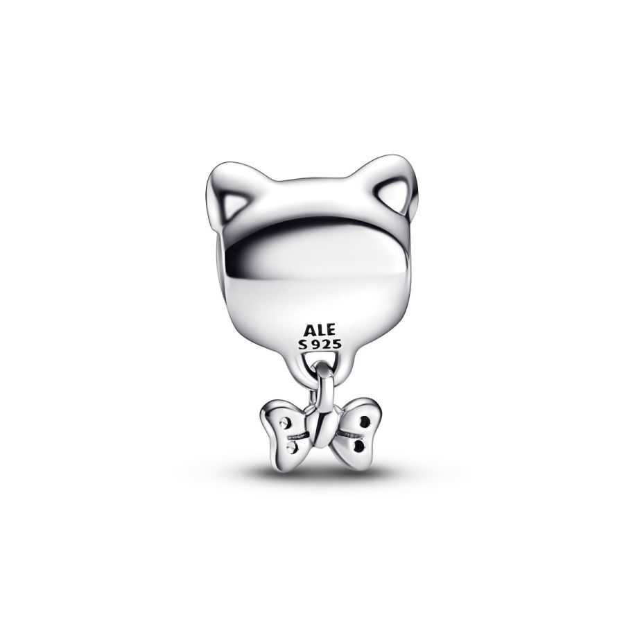 Charm Katze & Schleife Zirkonia Sterling-Silber
