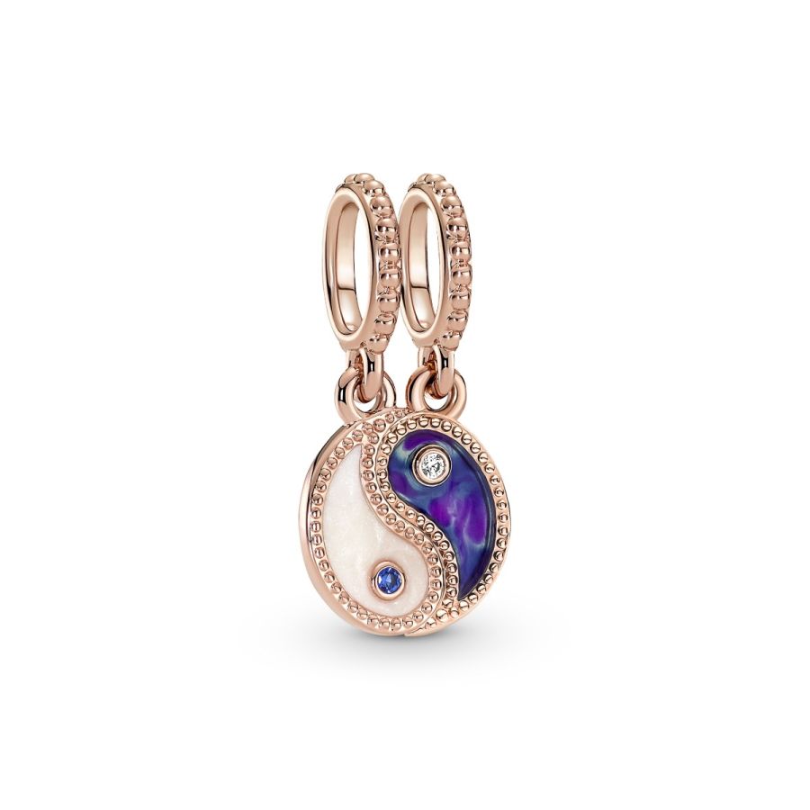 Charm-Anhänger Yin & Yang Funkelnder 14k Rosé Vergoldet