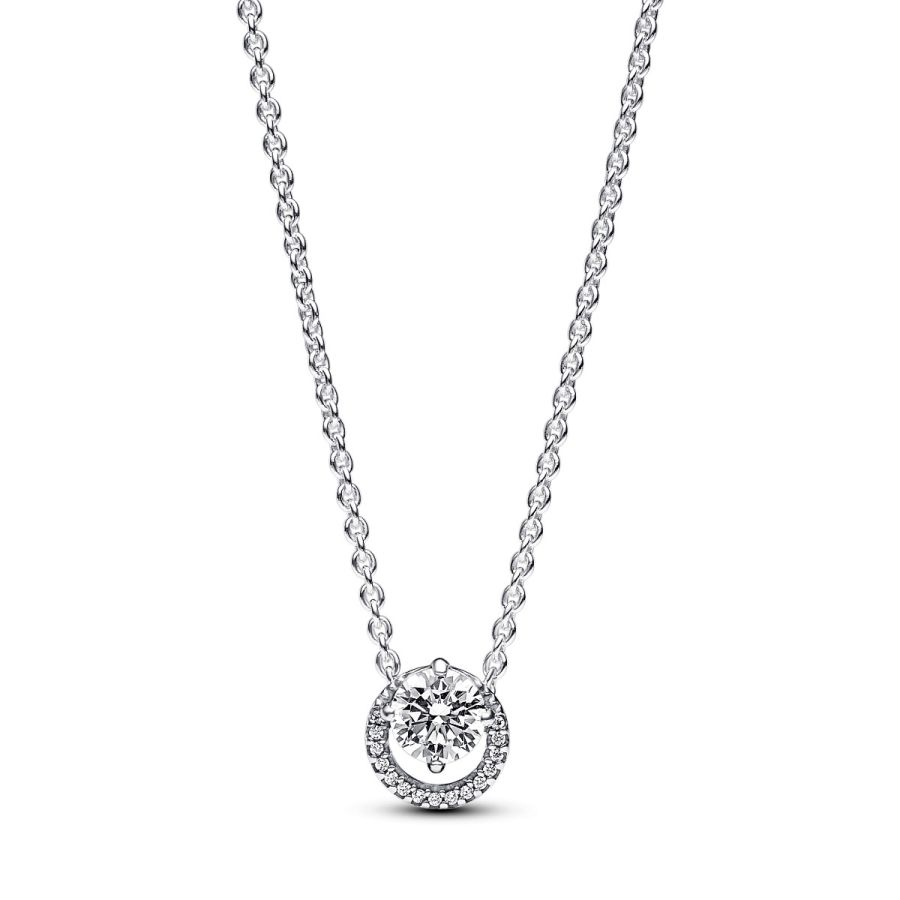 391174C01 Kette mit Anhänger Strahlenkranz Zirkon Silber