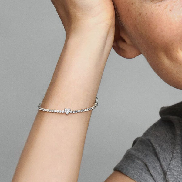 Tennisarmband Funkelndes Herz Zirkonia Silber