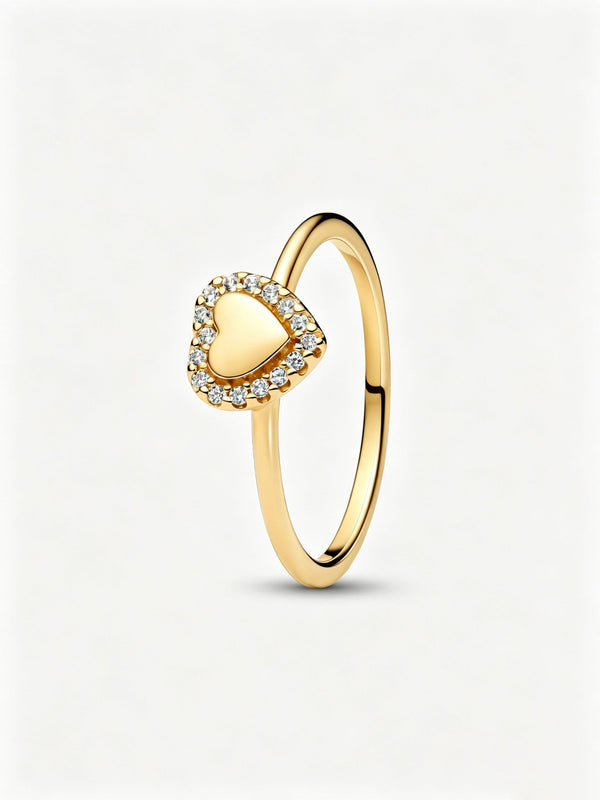 Gravierbarer Herz Strahlenkranz Ring