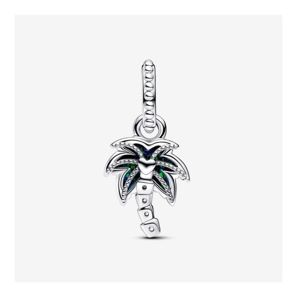 Charm-Anhänger Palme Opal Zirkonia Grün Silber