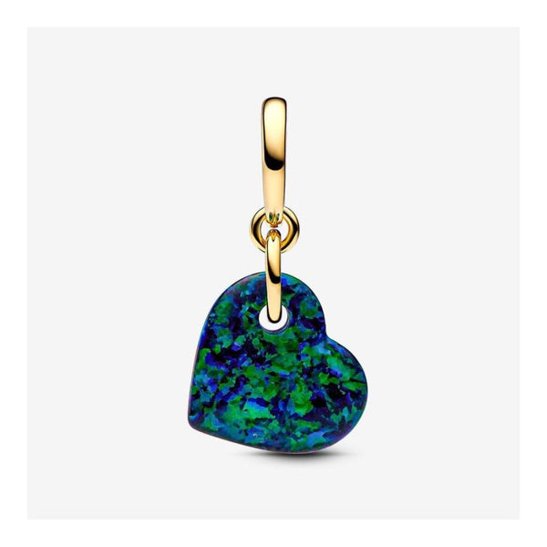 Charm-Anhänger Herz Opal Grün Vergoldet