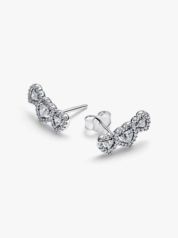 Strahlenkranz Herz Trilogie Ohrstecker Sterling-Silber