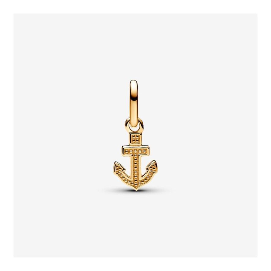 Mini-Charm-Anhänger Anker Zirkon Vergoldet