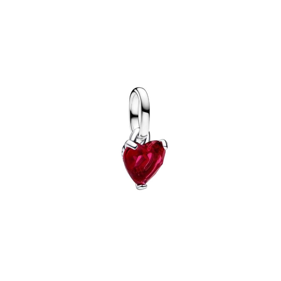 Mini-Charm-Anhänger Gebrochenes Herz Rot Sterling-Silber
