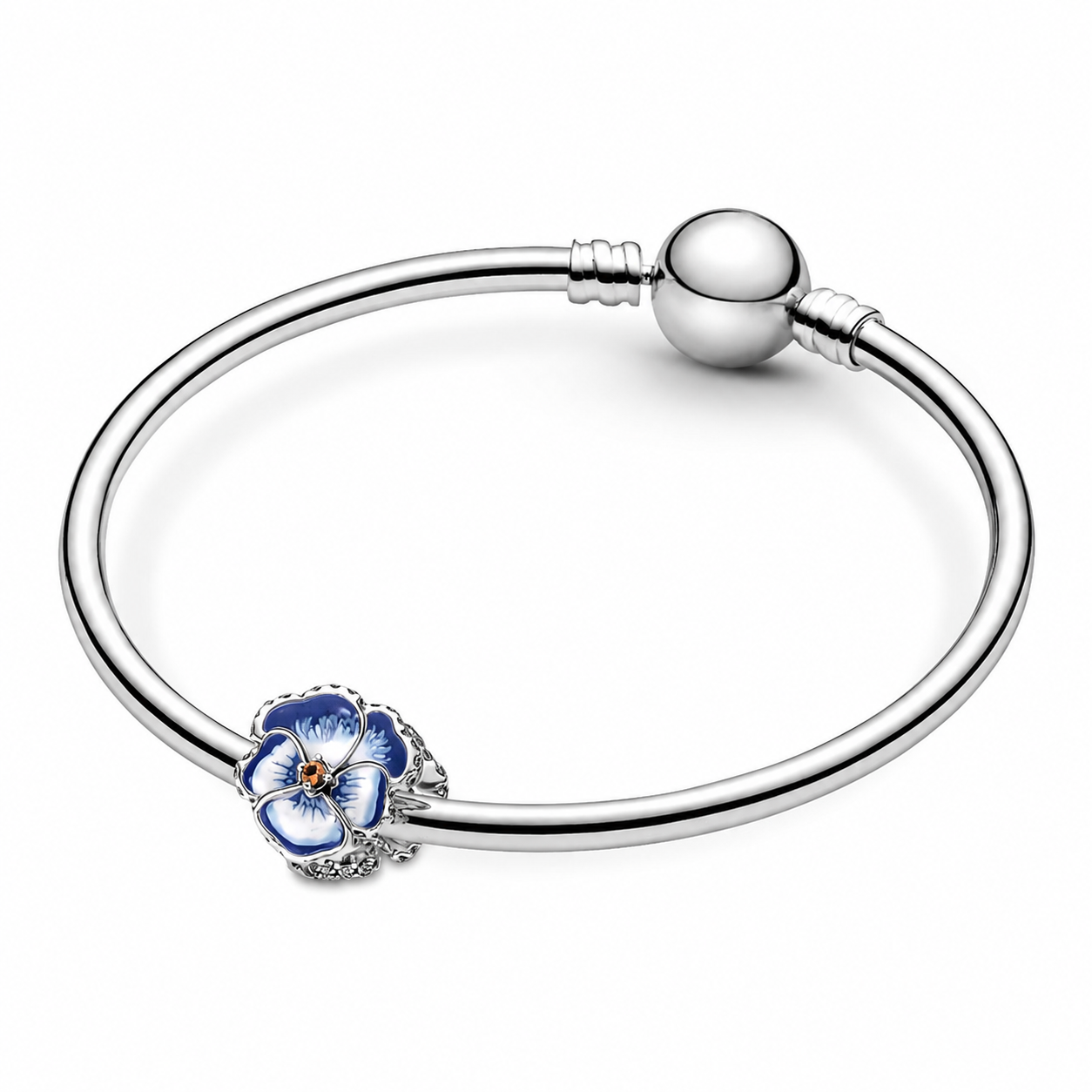 Charm Blaues Stiefmütterchen Sterling-Silber