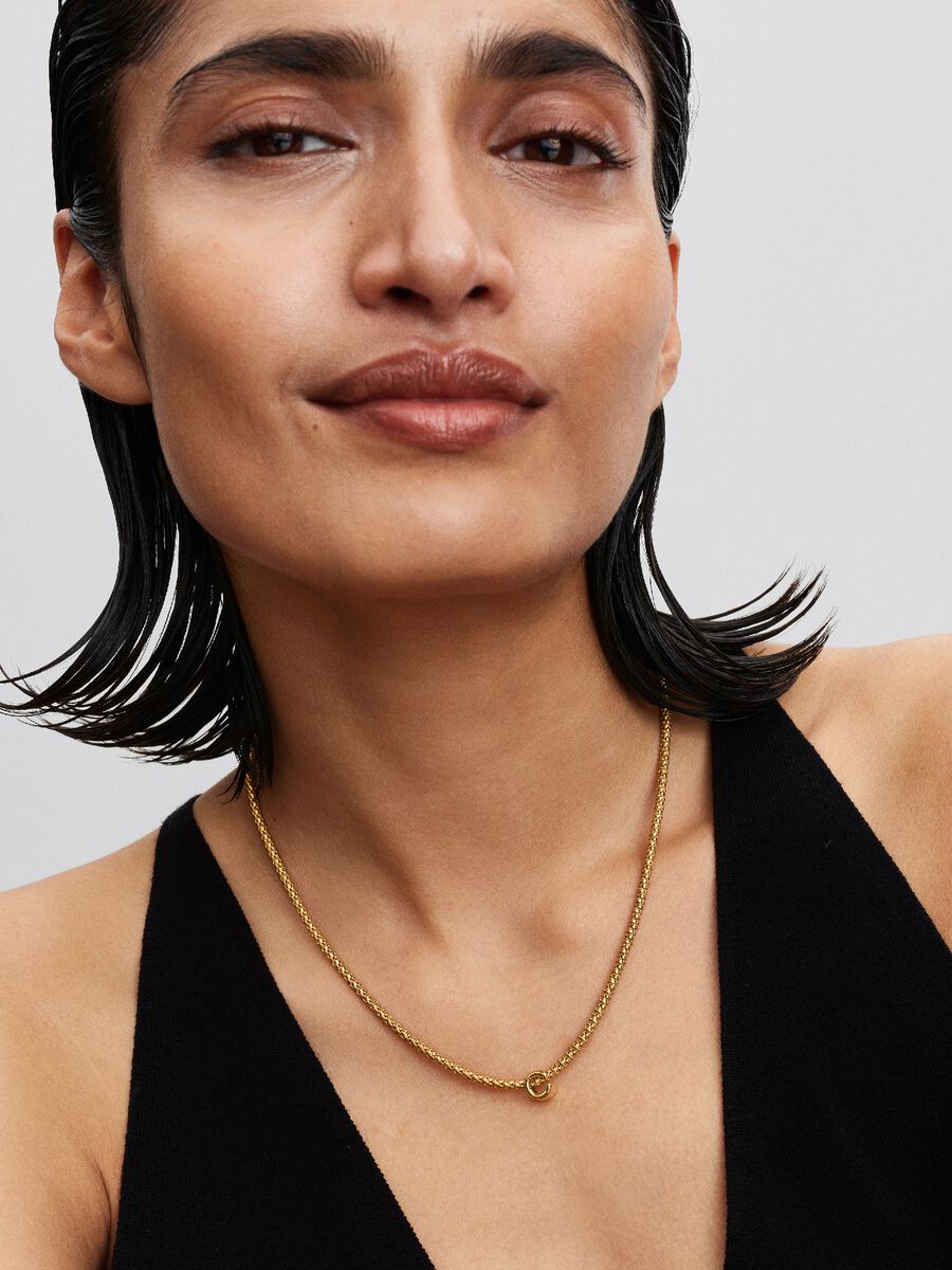 Buchstabe C Alphabet-Mini-Charm 14 Karat Vergoldung