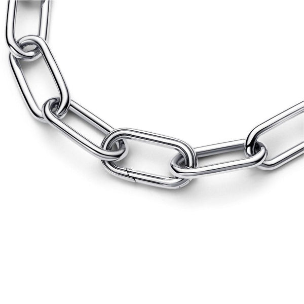 Link-Charm Rechteckig Offen Gerillte Linien Sterling-Silber