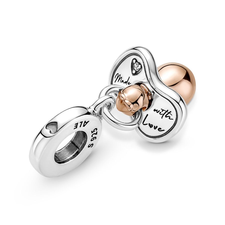 Charm-Anhänger Baby-Schnuller Silber Rosé Vergoldet