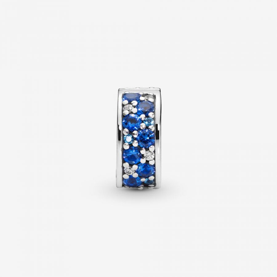 Charm Clip Blauer Pavé Glanz